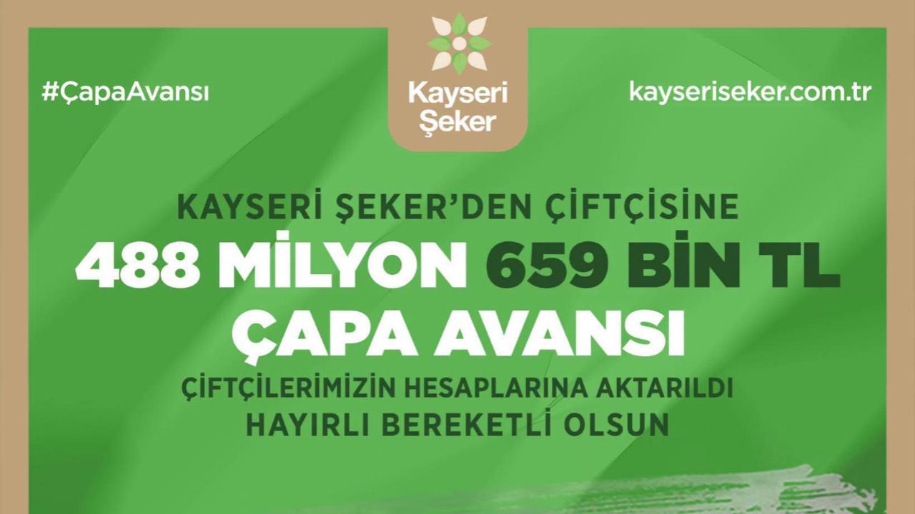 KAYSERİ ŞEKER’DEN ÇAPA AVANSI