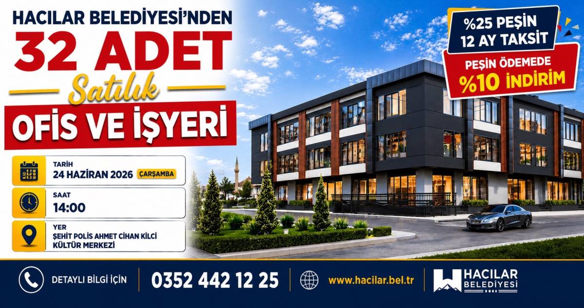 HACILAR'DA 32 İŞYERİ SATIŞA ÇIKIYOR
