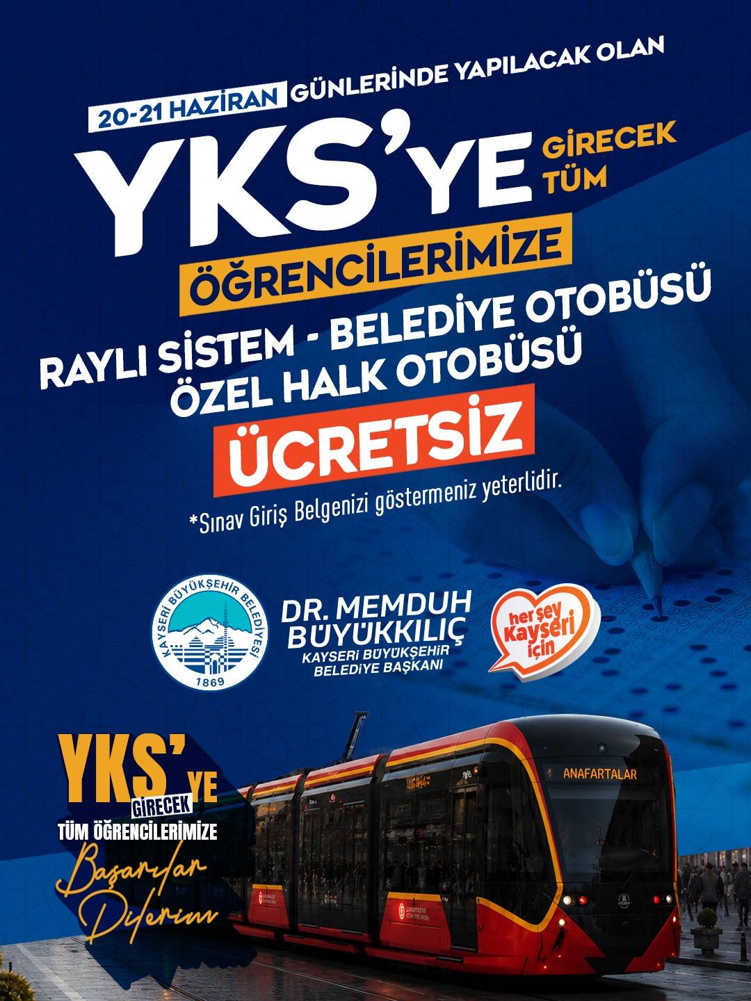 YKS ADAYLARINA ULAŞIM ÜCRETSİZ