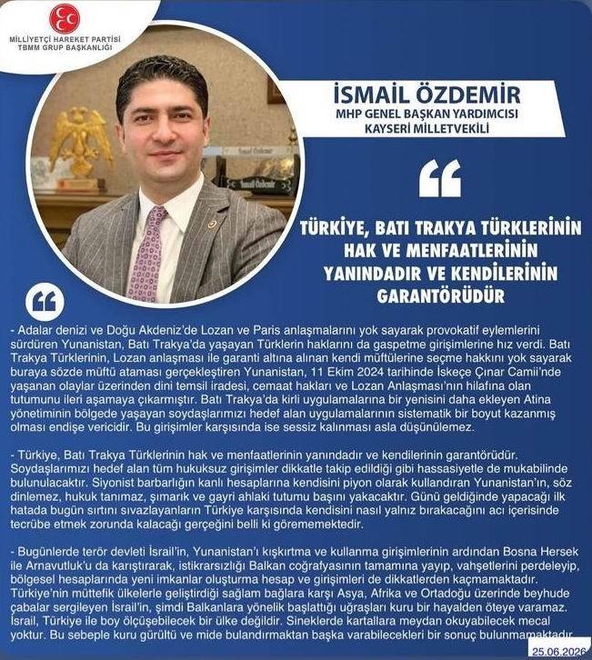 MHP’Lİ ÖZDEMİR: 