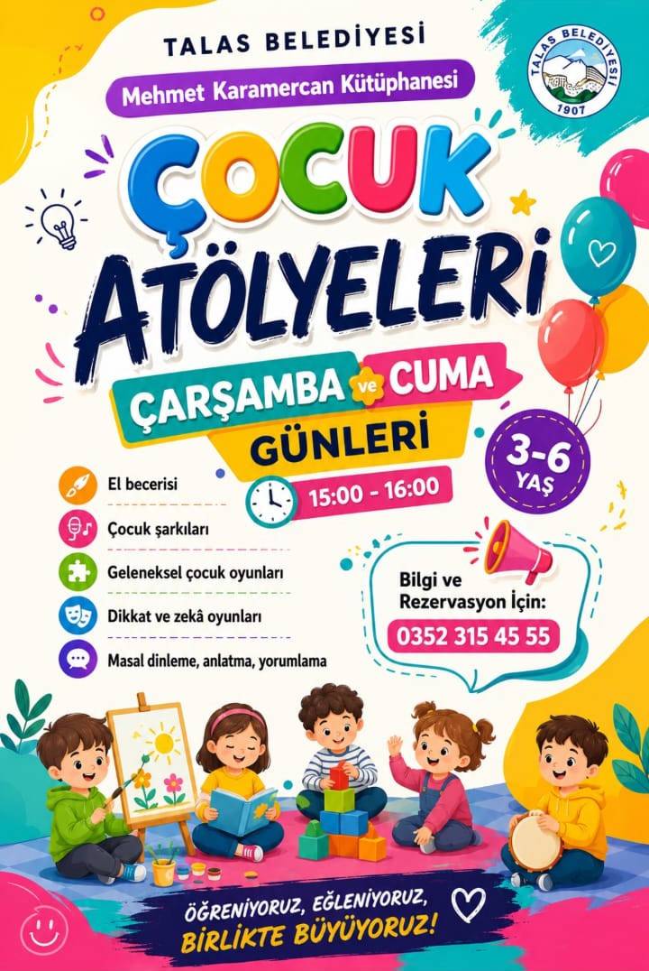 MİNİKLERİN YAZ TATİLİ TALAS'TA ATÖLYELERLE RENKLENİYOR