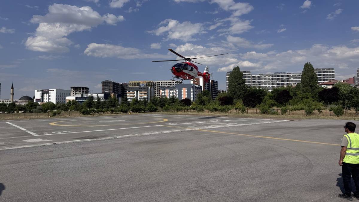AMBULANS HELİKOPTER BEYİN KANAMASI GEÇİREN HASTA İÇİN HAVALANDI